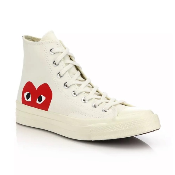CONVERSE X COMME DES GARCONS PLAY ALL STAR CHUCK '70 HI - OFF WHITE. M5/WO7 - Picture 4 of 9